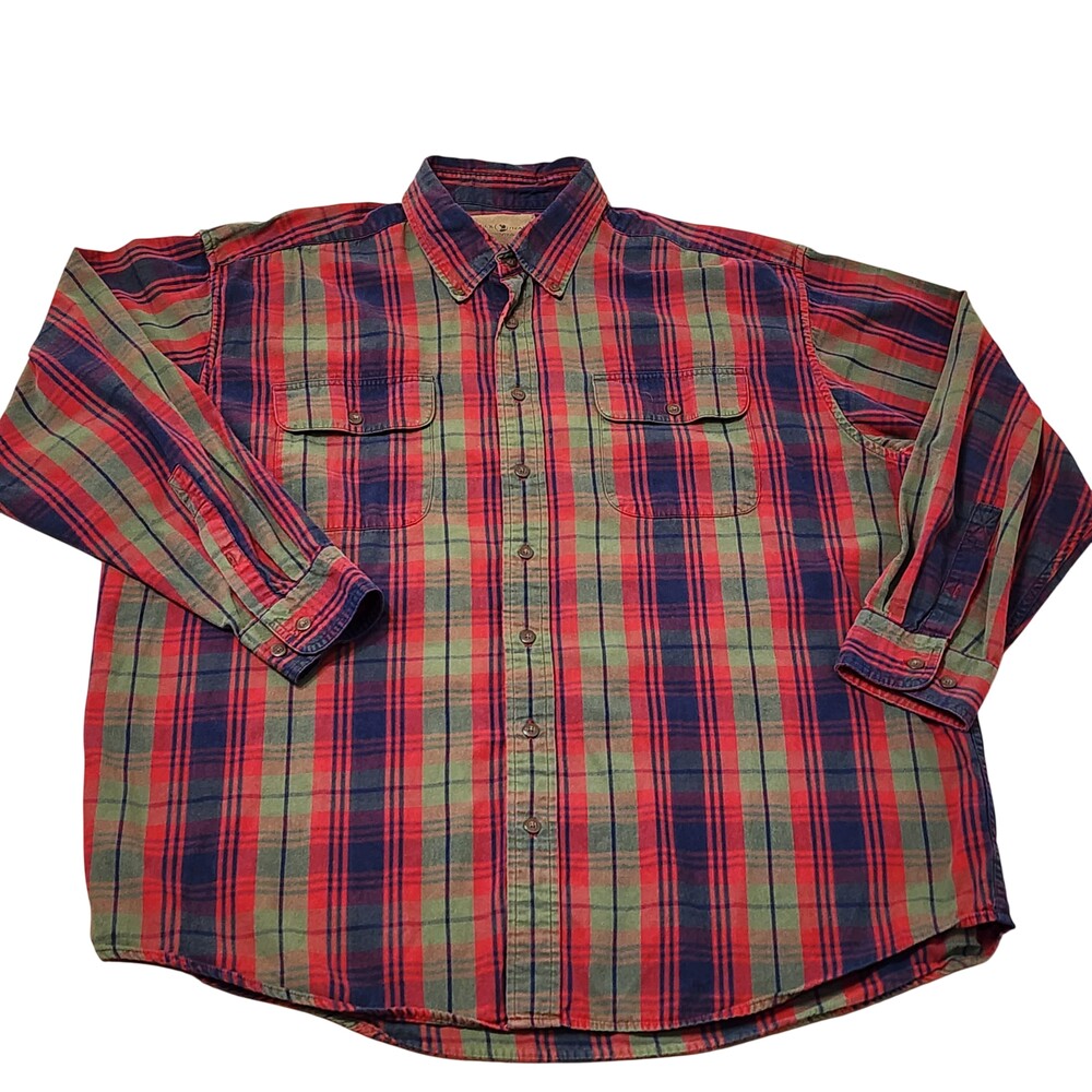 Duck Head Shirt Mens XL Multicolor Plaid Long Sleeve Flannel Button Up Casual